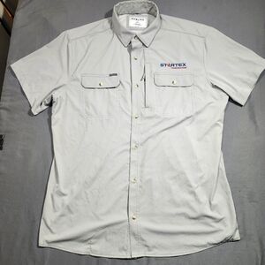 Poncho Slim Fit Shirt Vented Work Short Sleeve Men 1XL Gray Nylon Blend Zip Pock